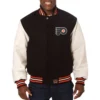 Philadelphia flyers two tone wool leather varsity jacket black white 1