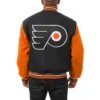 Philadelphia flyers two tone wool varsity jacket black orange 1 1