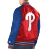 Philadelphia phillies force play satin varsity jacket red blue