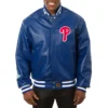 Philadelphia phillies full real leather varsity jacket blue 1