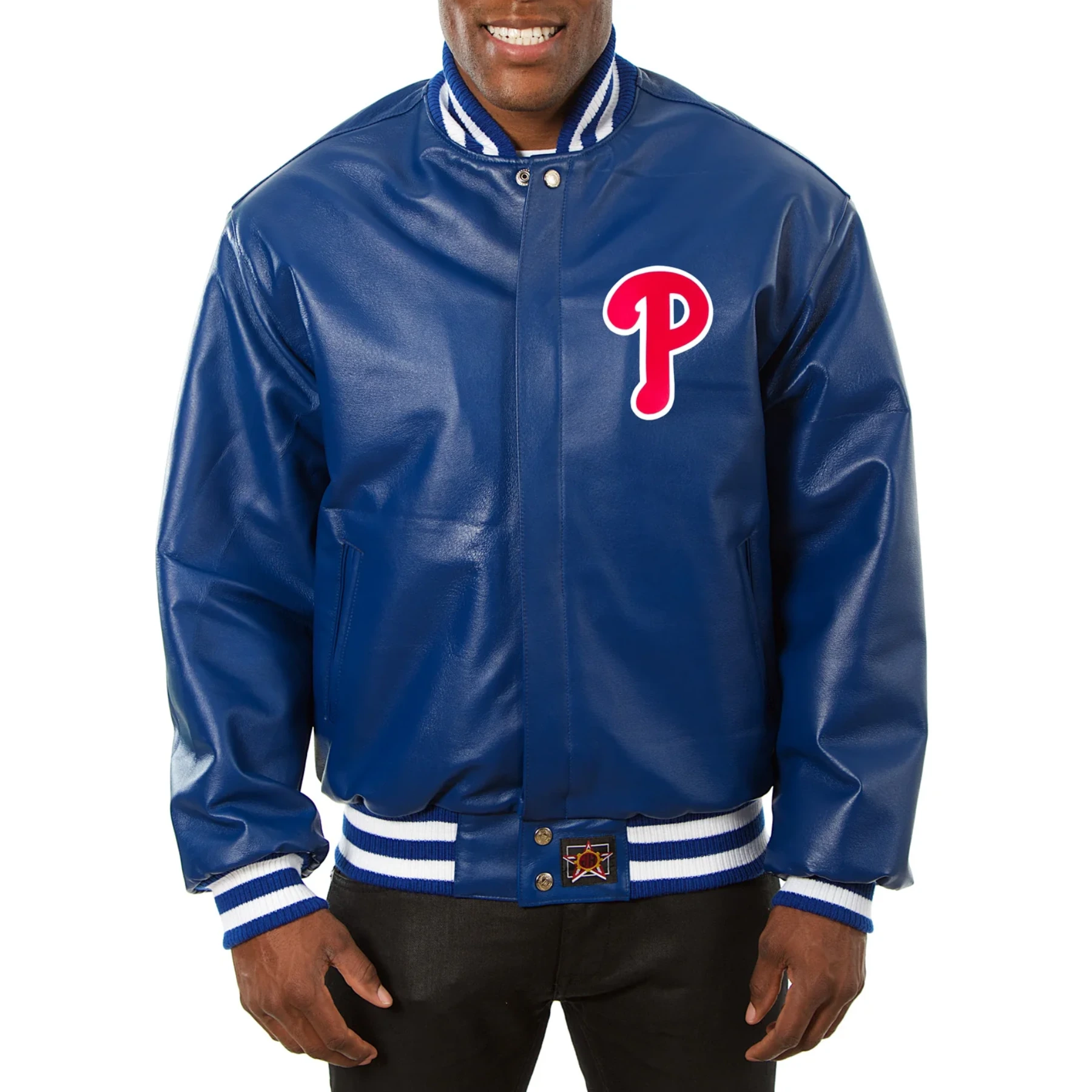 Philadelphia phillies full real leather varsity jacket blue 1