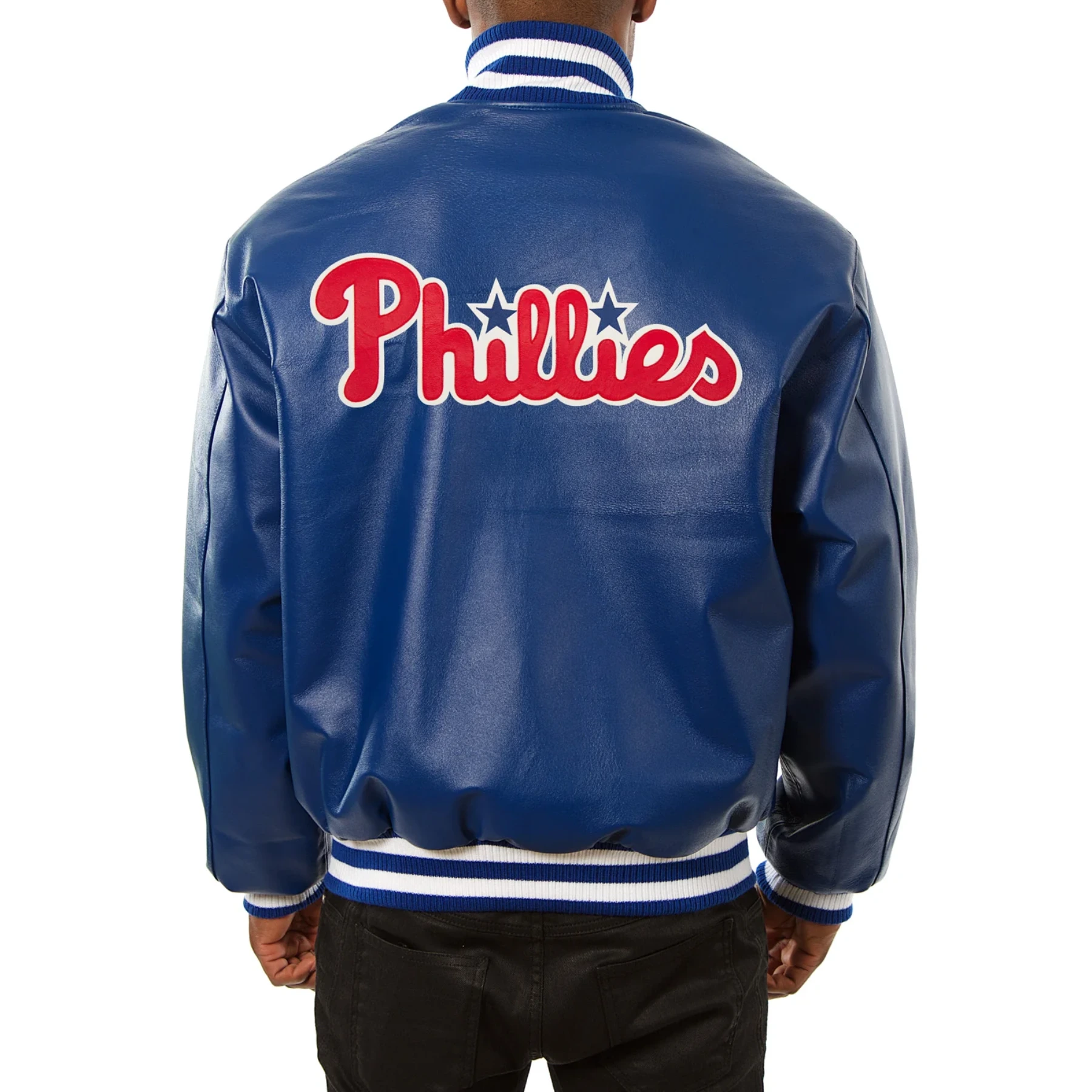 Philadelphia phillies full real leather varsity jacket blue 2