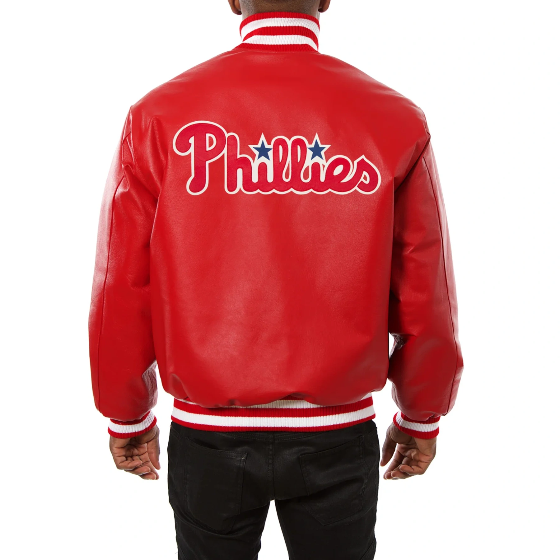 Philadelphia phillies full real leather varsity jacket red 2