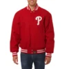 Philadelphia phillies handcrafted logo wool jacket red 1