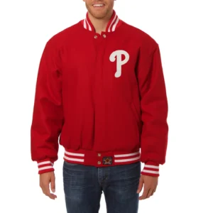 Philadelphia phillies handcrafted logo wool jacket red 1