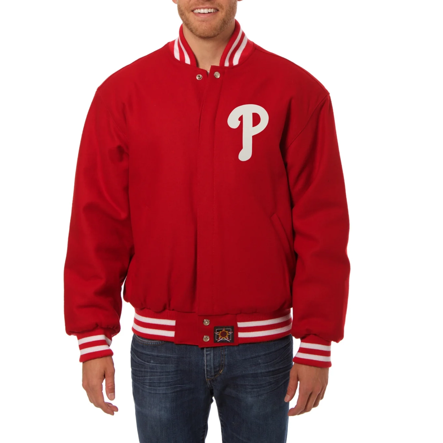 Philadelphia phillies handcrafted logo wool jacket red 1