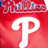 Philadelphia phillies mashup full snap satin varsity jacket red 1