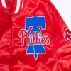 Philadelphia phillies mashup full snap satin varsity jacket red 3