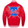 Philadelphia phillies mashup full snap satin varsity jacket red 6
