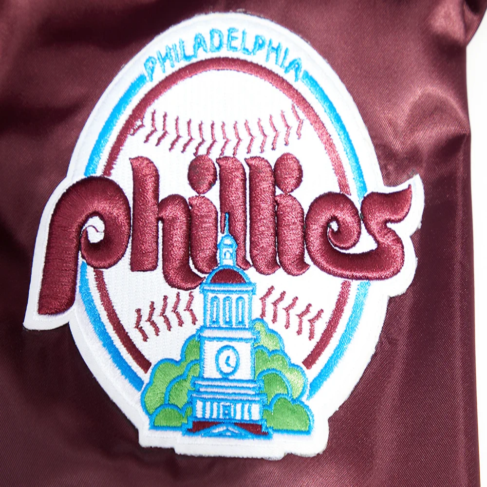 Philadelphia phillies mashup full snap satin varsity jacket wine 1