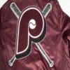 Philadelphia phillies mashup full snap satin varsity jacket wine