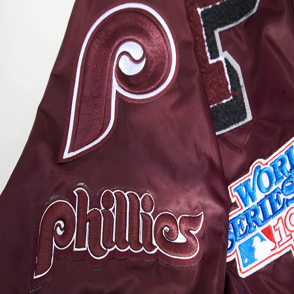 Philadelphia phillies mashup full snap satin varsity jacket wine 2