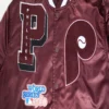Philadelphia phillies mashup full snap satin varsity jacket wine 3