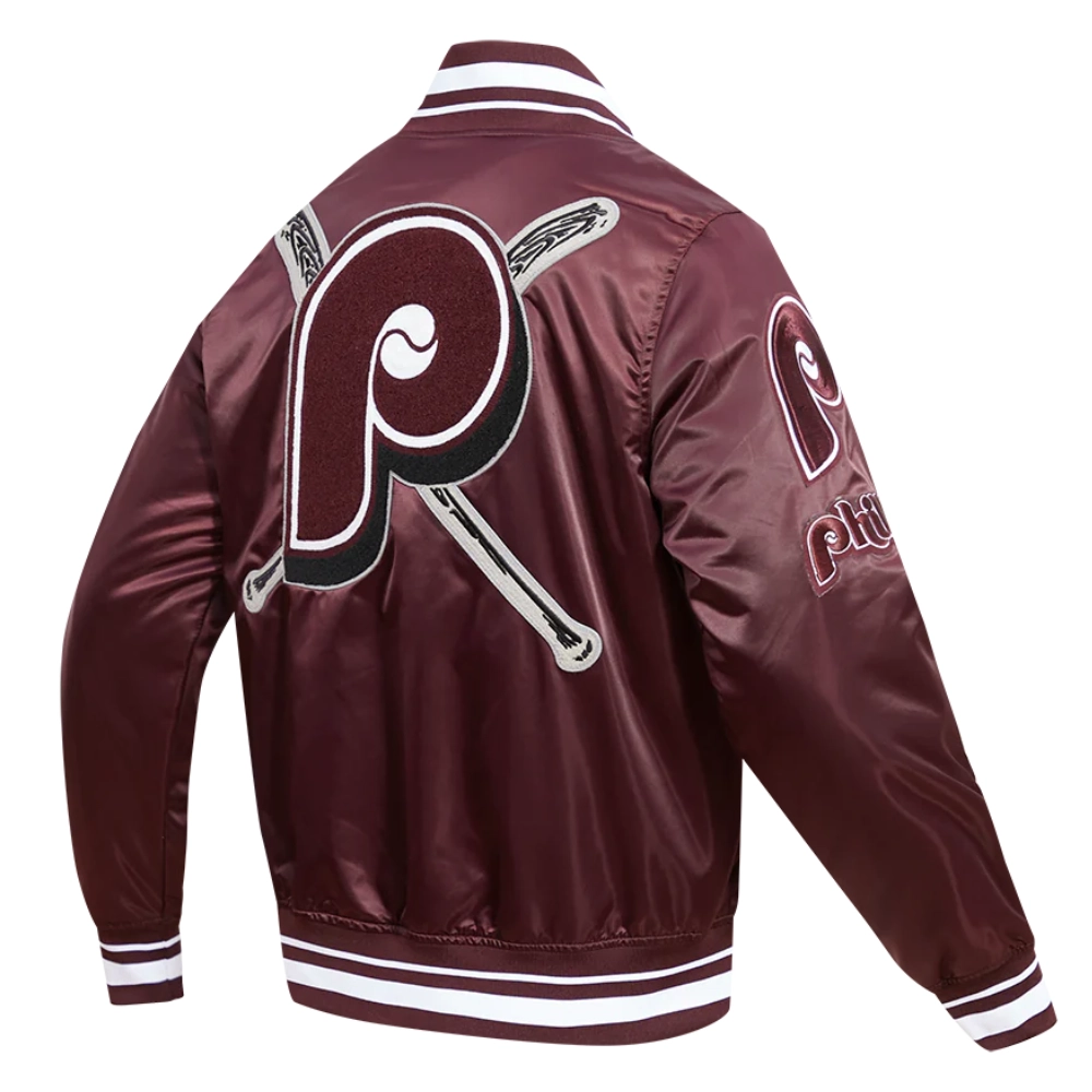 Philadelphia phillies mashup full snap satin varsity jacket wine 4