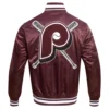Philadelphia phillies mashup full snap satin varsity jacket wine 5