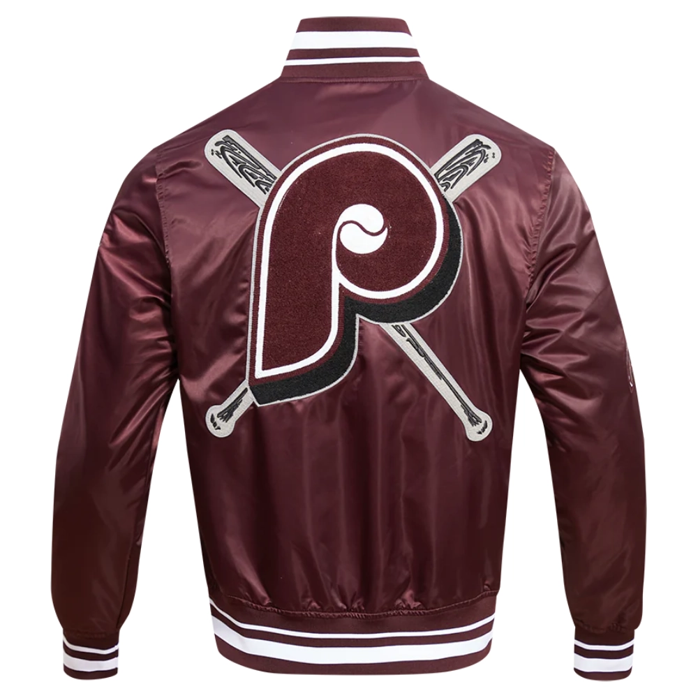 Philadelphia phillies mashup full snap satin varsity jacket wine 5