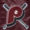 Philadelphia phillies mashup womens full snap satin varsity jacket wine 2