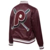Philadelphia phillies mashup womens full snap satin varsity jacket wine 4