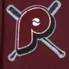 Philadelphia phillies mashup womens wool leather varsity jacket wine white 4