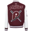 Philadelphia phillies mashup womens wool leather varsity jacket wine white 6