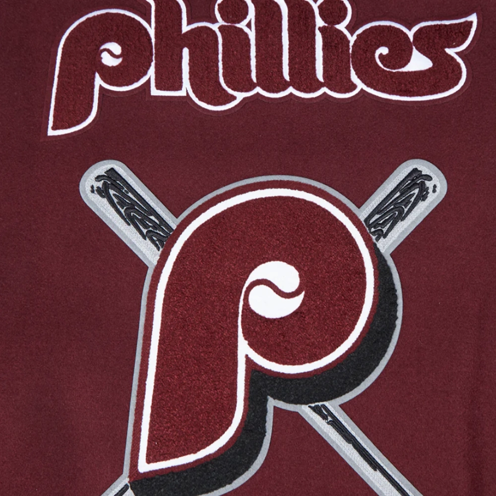 Philadelphia phillies mashup womens wool leather varsity jacket wine white