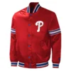 Philadelphia phillies midfield full snap satin varsity jacket red 2