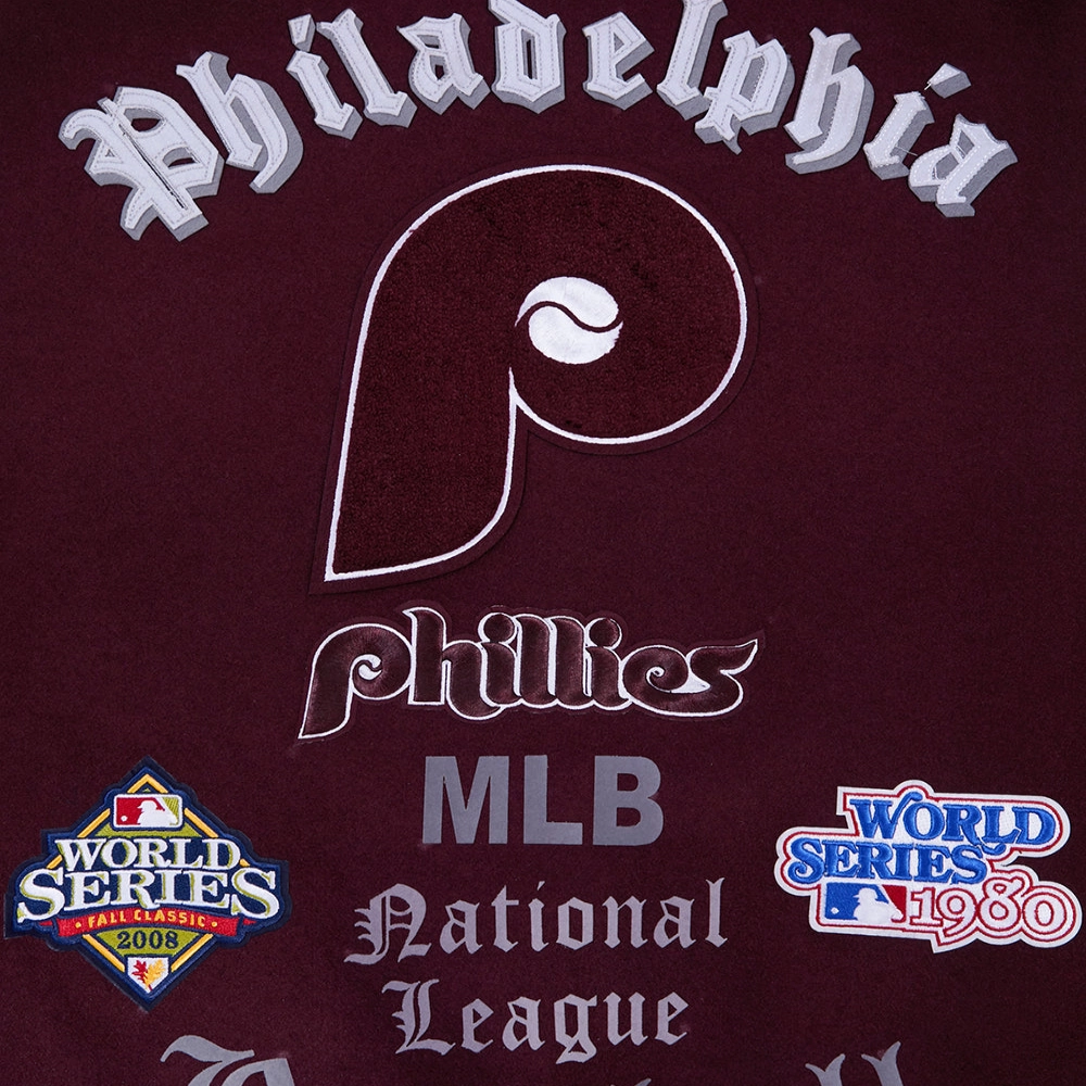 Philadelphia phillies old english wool leather varsity jacket 4 1