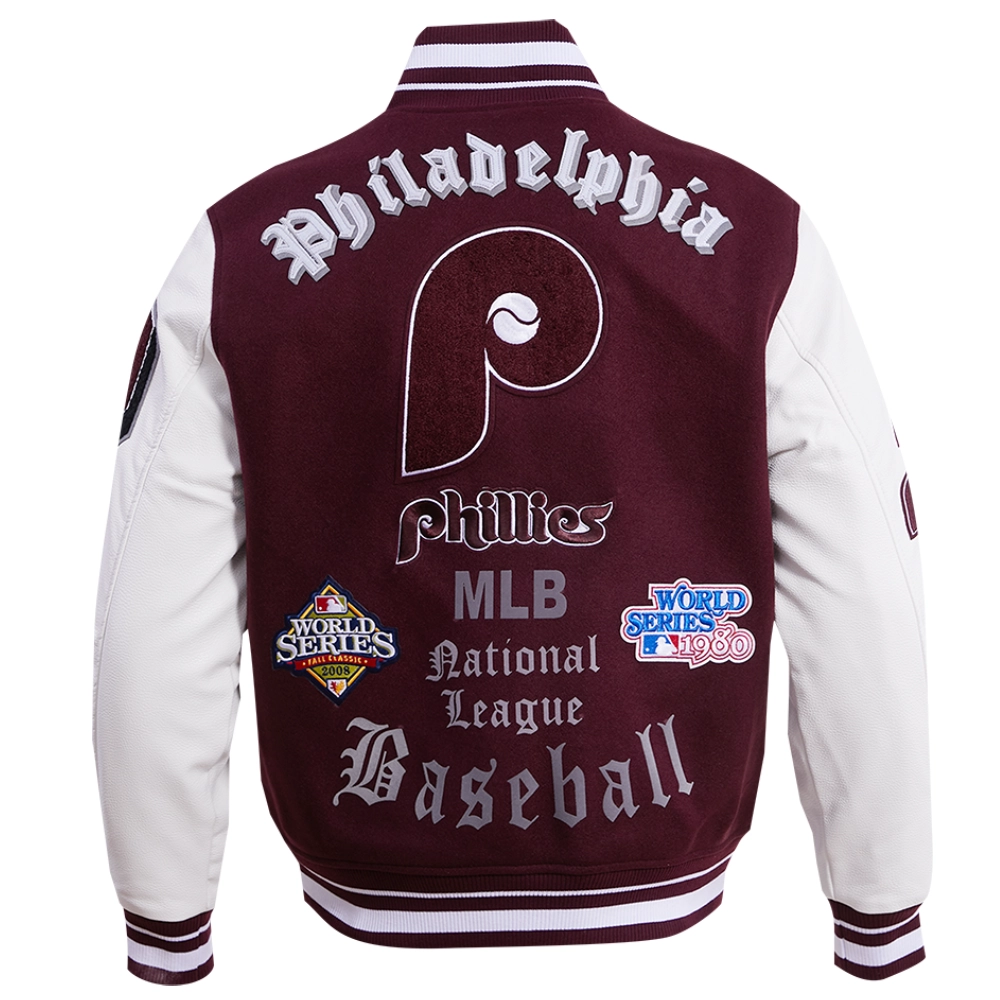 Philadelphia phillies old english wool leather varsity jacket 5 1