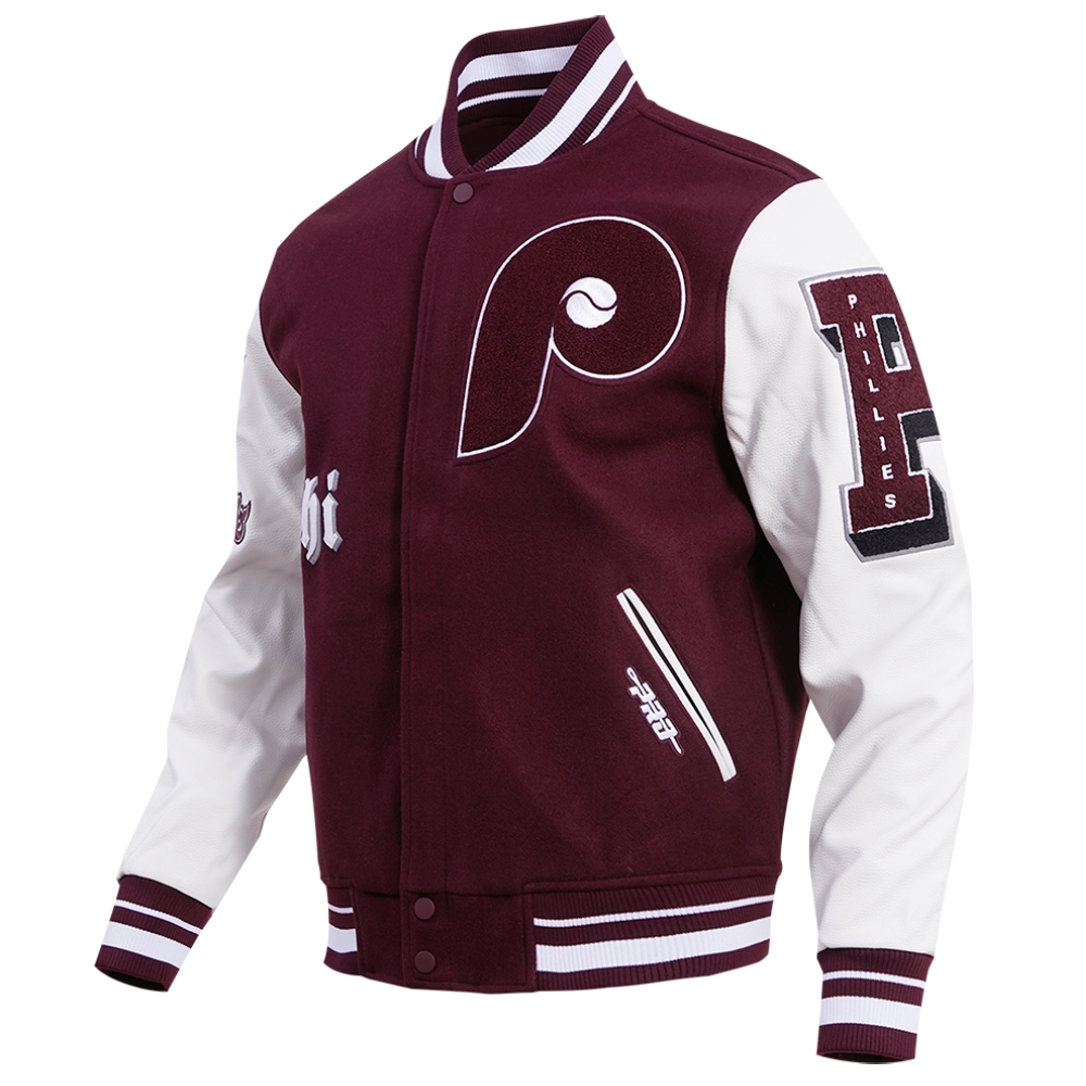 Philadelphia phillies old english wool leather varsity jacket 6 1