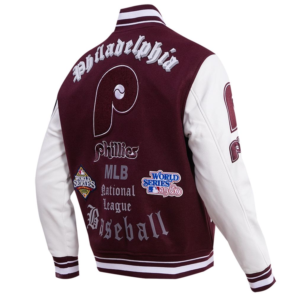 Philadelphia phillies old english wool leather varsity jacket 7 1