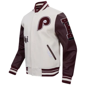 Philadelphia phillies old english wool leather varsity jacket whitemaroon 7 1