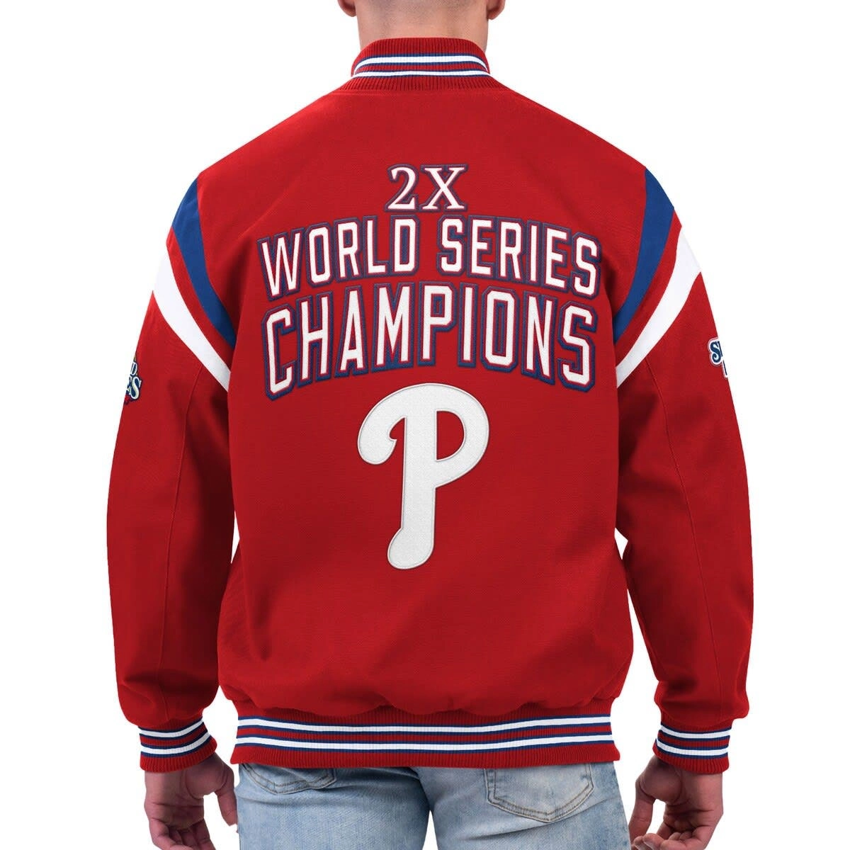 Philadelphia phillies quick full snap varsity jacket red 1 1