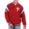 Philadelphia phillies quick full snap varsity jacket red 1