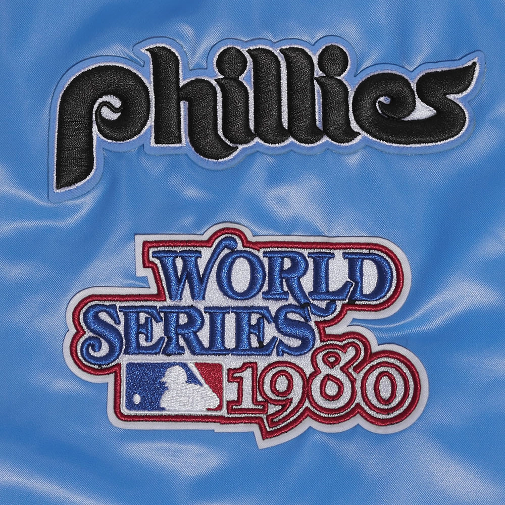 Philadelphia phillies retro classic full snap satin varsity blue jacket 2