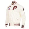 Philadelphia phillies retro classic full snap satin varsity jacket white 09