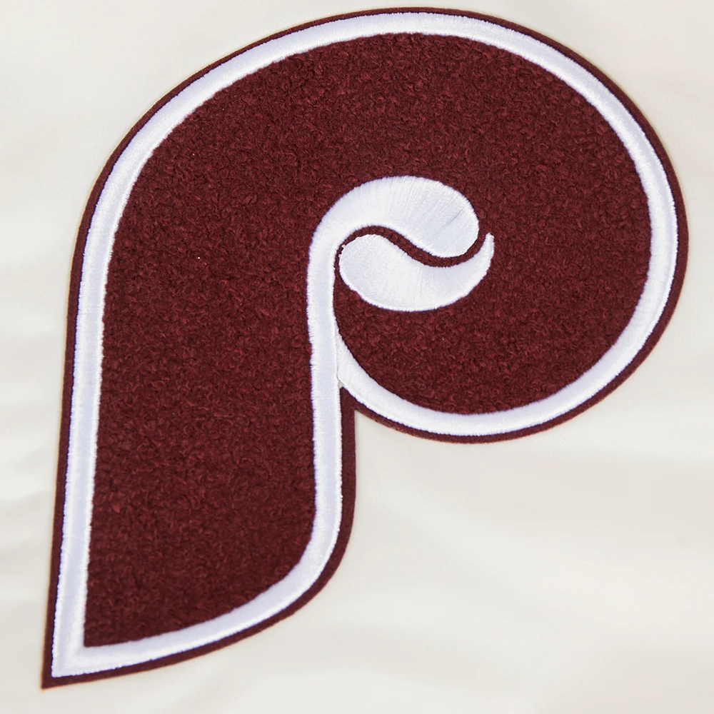 Philadelphia phillies retro classic full snap satin varsity jacket white 2
