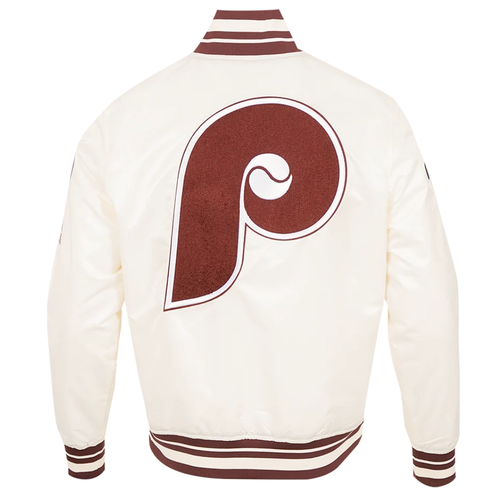 Philadelphia phillies retro classic full snap satin varsity jacket white 4