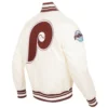 Philadelphia phillies retro classic full snap satin varsity jacket white 5