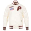 Philadelphia phillies retro classic full snap satin varsity jacket white 6