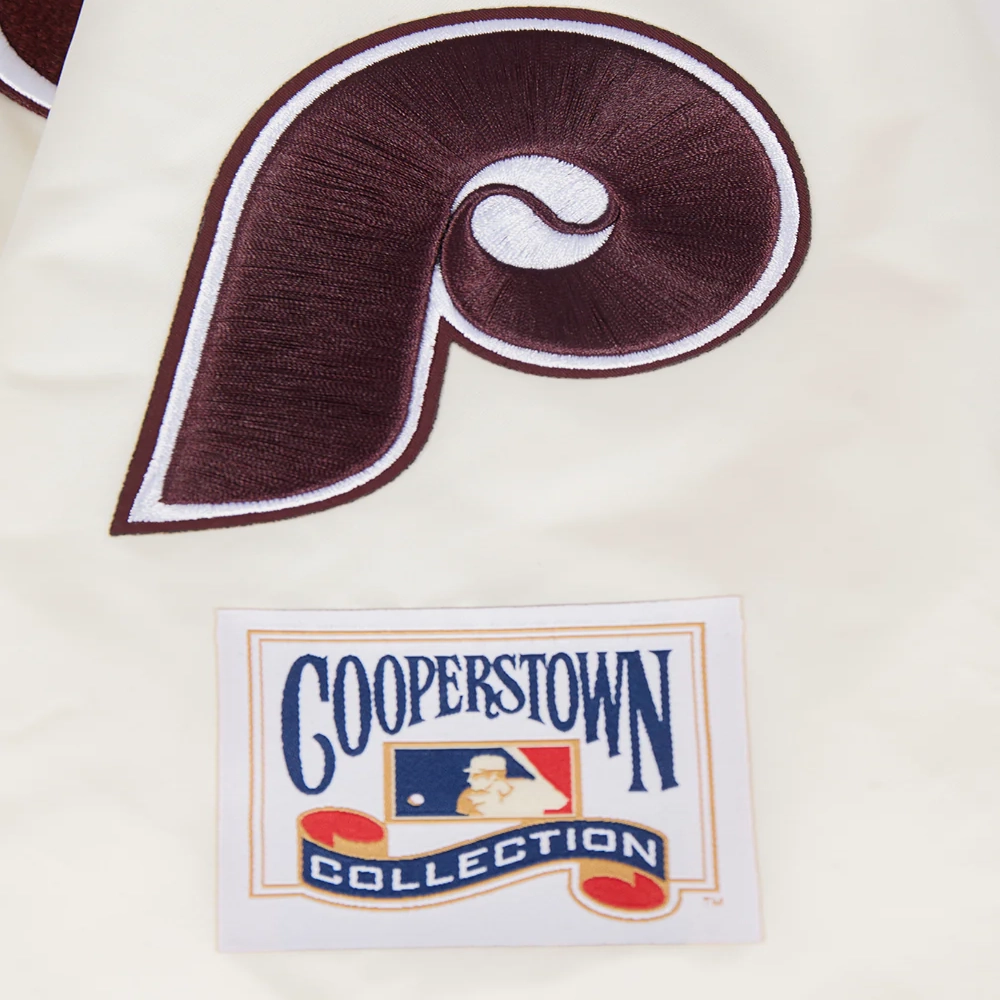 Philadelphia phillies retro classic full snap satin varsity jacket white