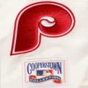 Philadelphia phillies retro classic womens full snap satin varsity jacket white