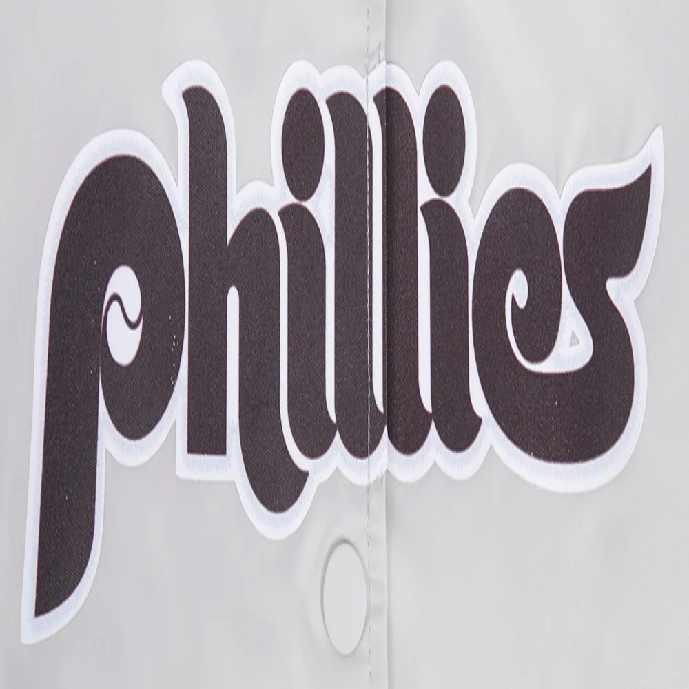 Philadelphia phillies retro classic womens full snap satin varsity jacket white 11