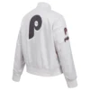 Philadelphia phillies retro classic womens full snap satin varsity jacket white 12