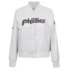 Philadelphia phillies retro classic womens full snap satin varsity jacket white 15