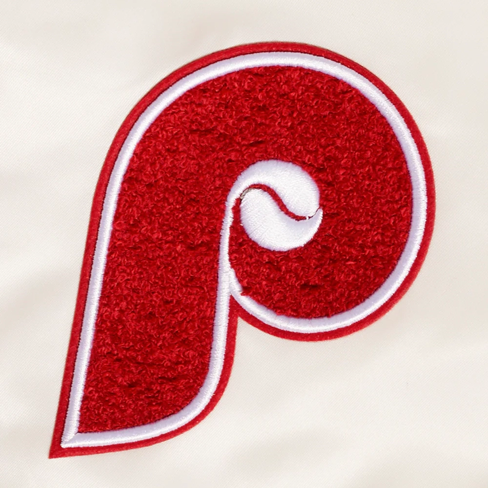 Philadelphia phillies retro classic womens full snap satin varsity jacket white 3