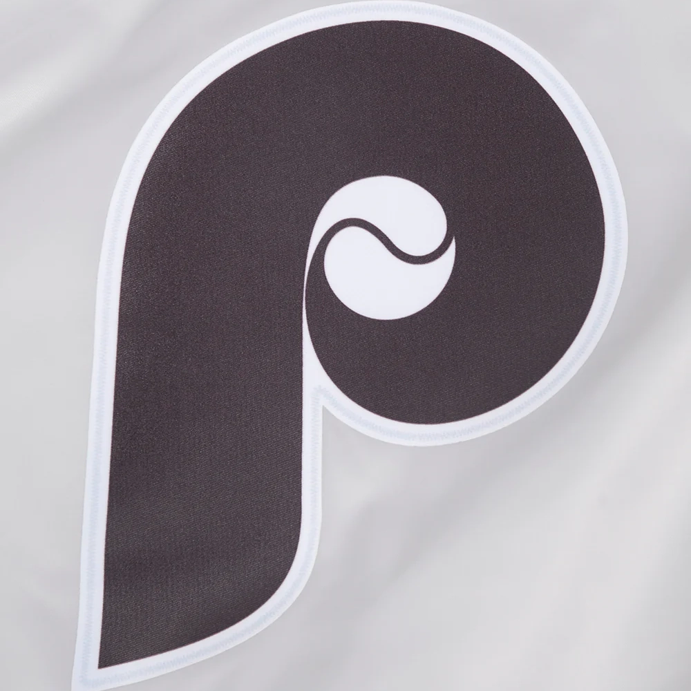 Philadelphia phillies retro classic womens full snap satin varsity jacket white 8