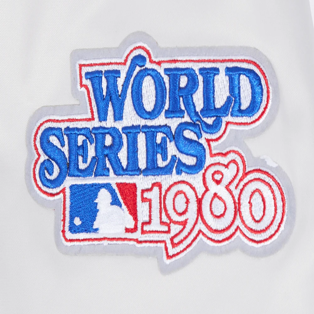 Philadelphia phillies retro classic womens full snap satin varsity jacket white 9