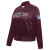 Philadelphia phillies retro classic womens full snap satin varsity jacket wine 5