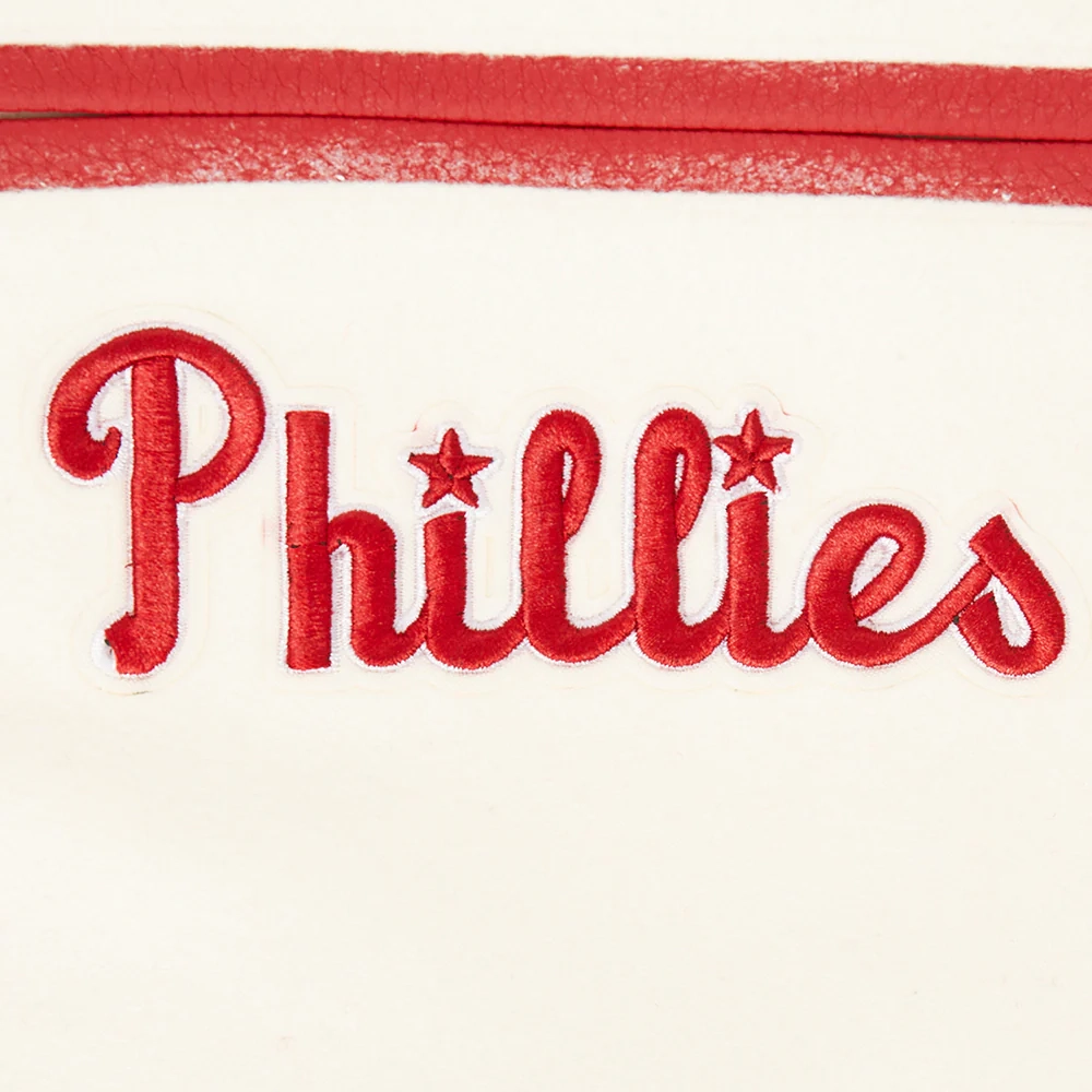 Philadelphia phillies retro classic womens wool leather varsity jacket cream red 2