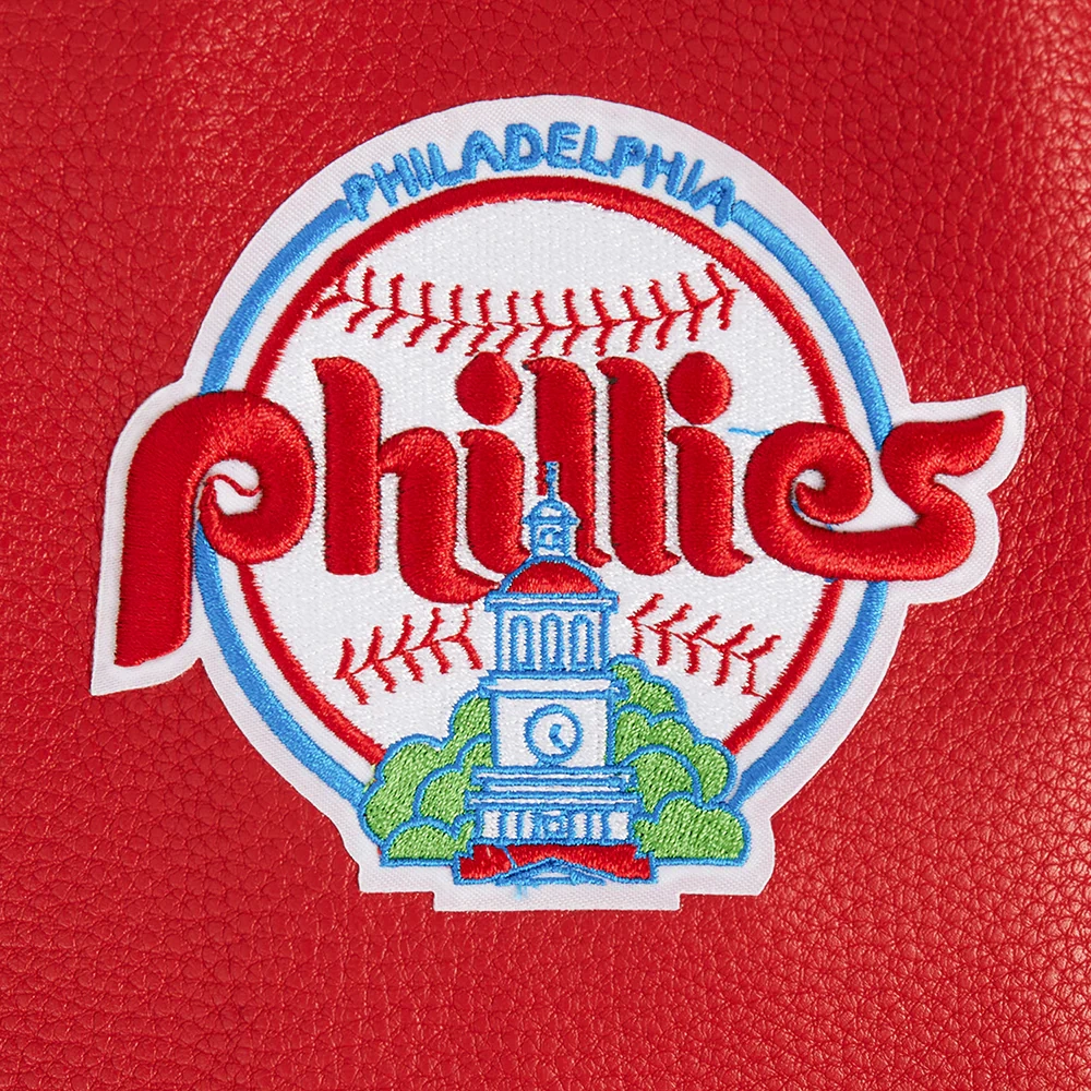 Philadelphia phillies retro classic womens wool leather varsity jacket cream red 4